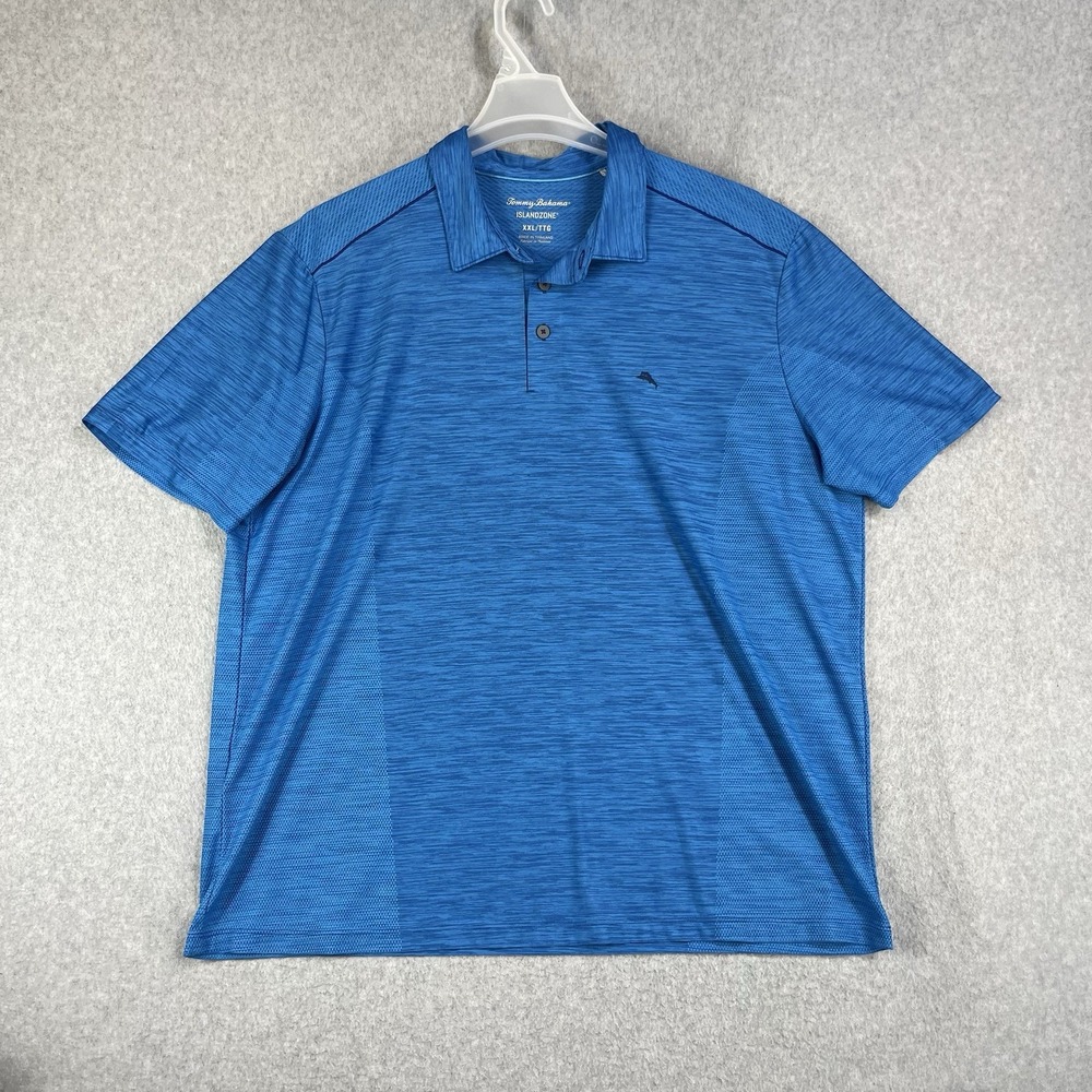 Tommy Bahama Island Zone Polo Shirt Mens XXL Blue Short Sleeve Golf Beach Surf